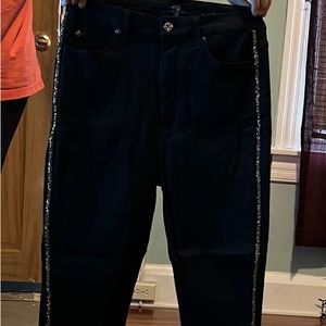 7 for mankind Aubrey slim illusionluxe superhighwaist skinny Black caviar stripe